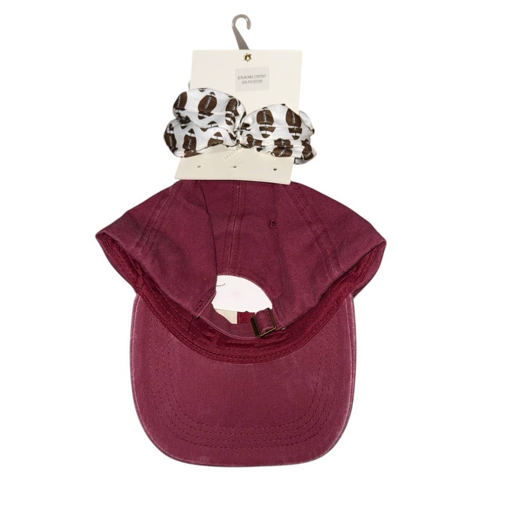 Sincerely Jules Burgundy and Cream Cap with Scrunchies - Picture 6 of 6